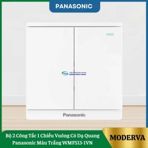 Bộ 2 Công Tắc 1 Chiều Vuông Có Dạ Quang Panasonic Màu Trắng WMF513-1VN
