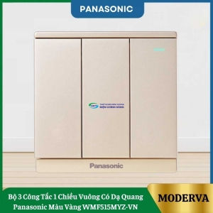 Bộ 3 Công Tắc 1 Chiều Vuông Có Dạ Quang Panasonic Màu Vàng WMF515MYZ-VN