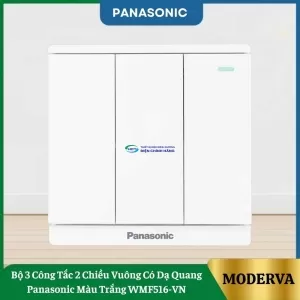 Bộ 3 Công Tắc 2 Chiều Vuông Có Dạ Quang Panasonic Màu Trắng WMF516-VN