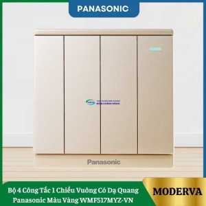 Bộ 4 Công Tắc 1 Chiều Vuông Có Dạ Quang Panasonic Màu Vàng WMF517MYZ-VN