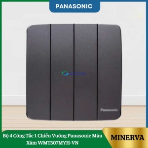 Bộ 4 Công Tắc 1 Chiều Vuông Panasonic Màu Xám WMT507MYH-VN