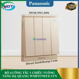 BỘ 4 CÔNG TẮC 1 CHIỀU VUÔNG VÀNG DẠ QUANG WMF517MYZ-1VN