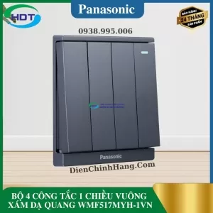 BỘ 4 CÔNG TẮC 1 CHIỀU VUÔNG XÁM DẠ QUANG WMF517MYH-1VN