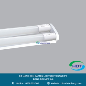 BỘ MÁNG ĐÈN BATTEN LED TUBE MPE T8 NANO PC BÓNG ĐÔI 1M2