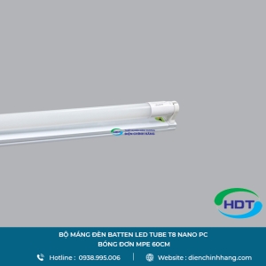 BỘ MÁNG ĐÈN BATTEN LED TUBE MPE T8 NANO PC BÓNG ĐƠN 60CM