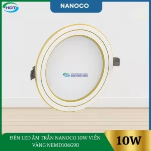 Đèn Led Âm Trần Nanoco 10W Viền Vàng NEMD106G90