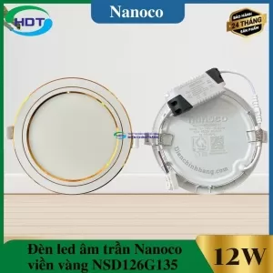 Đèn LED âm trần Nanoco 12W viền vàng NSD126G135/ NSD124G135/ NSD123G135