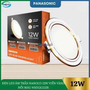 ĐÈN LED ÂM TRẦN NANOCO 12W VIỀN VÀNG ĐỔI MÀU NSD12CG135