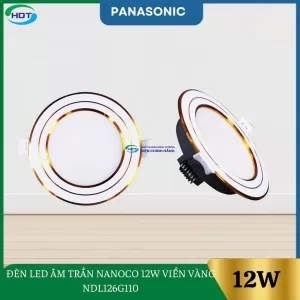 Đèn Led Âm Trần Nanoco 12W Viền Vàng NDL126G110