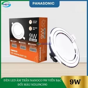 Đèn Led Âm Trần Nanoco 9W Viền Bạc Đổi Màu NDL09CS90
