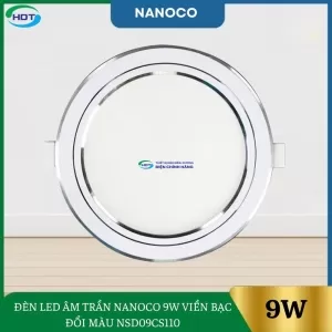 Đèn Led Âm Trần Nanoco 9W Viền Bạc Đổi Màu NSD09CS110