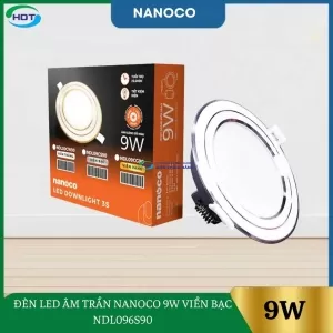 Đèn Led Âm Trần Nanoco 9W Viền Bạc NDL096S90