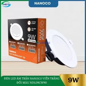 Đèn Led Âm Trần Nanoco 9W Viền Trắng Đổi Màu NDL09CW90