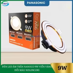 Đèn Led Âm Trần Nanoco 9W Viền Vàng Đổi Màu NDL09CG90