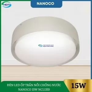 Đèn Led Ốp Trần Nổi Chống Nước Nanoco 15W NCL1333