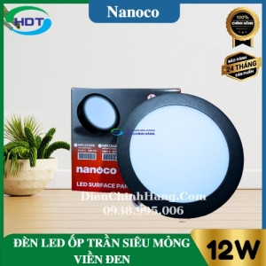 Đèn Led ốp trần nổi siêu mỏng tròn viền đen 18W Nanoco NPL183RB/ NPL184RB/ NPL186RB