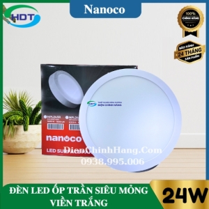 Đèn Led ốp trần nổi siêu mỏng tròn viền trắng 18W Nanoco NPL183R/ NPL184R/ NPL186R