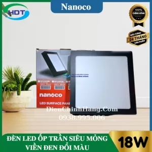 Đèn Led ốp trần nổi siêu mỏng vuông viền đen 18W 3 chế độ Nanoco NPL18CSB
