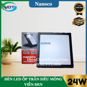 Đèn Led ốp trần nổi siêu mỏng vuông viền đen 24W Nanoco NPL243SB/ NPL244SB/ NPL246SB