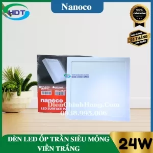 Đèn Led ốp trần nổi siêu mỏng vuông viền trắng 24W Nanoco NPL243S/ NPL244S/ NPL246S