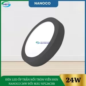 Đèn Led Ốp Trần Nổi Tròn Viền Đen Nanoco 24W Đổi Màu NPL24CRB