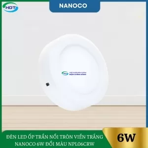 Đèn Led Ốp Trần Nổi Tròn Viền Trắng Nanoco 6W Đổi Màu NPL06CRW