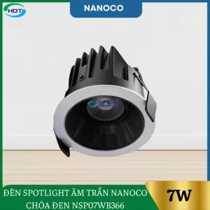 Đèn Spotlight Âm Trần Nanoco 7W Chóa Đen NSP07WB366