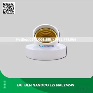 Đui đèn Nanoco E27 NAE2745W loại 45 độ màu trắng
