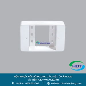 HỘP NHỰA NỔI MPE DÙNG CHO CÁC MẶT, Ổ CẮM A20 VÀ VIỀN A20-WN AK2237N