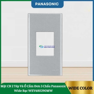 Mặt CB 2 Tép Và Ổ Cắm Đơn 3 Chấu Panasonic Wide Bạc WEV680290MW