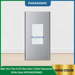 Mặt CB 2 Tép Và Ổ Cắm Đơn 3 Chấu Panasonic Wide Xám WEV680290MH
