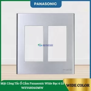 Mặt Công Tắc Ổ Cắm Panasonic Wide Bạc 6 Lỗ WEV68060MW