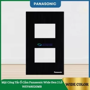 Mặt Công Tắc Ổ Cắm Panasonic Wide Đen 2 Lỗ WEV68020MB