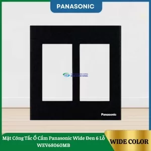Mặt Công Tắc Ổ Cắm Panasonic Wide Đen 6 Lỗ WEV68060MB