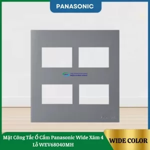 Mặt Công Tắc Ổ Cắm Panasonic Wide Xám 4 Lỗ WEV68040MH