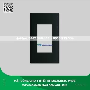 Mặt dùng cho 3 thiết bị Panasonic Wide WEV68030MB màu đen ánh kim