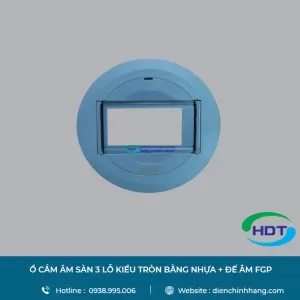 Ổ CẮM ÂM SÀN 3 LỖ KIỂU TRÒN BẰNG NHỰA + ĐẾ ÂM FGP