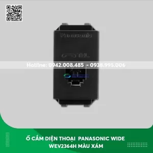 Ổ cắm diện thoại 4 cực Panasonic dòng Wide WEV2364H màu xám