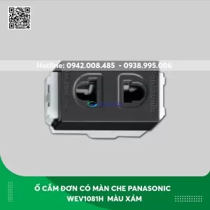 Ổ cắm đơn có màn che Panasonic dòng Wide WEV1081H loại cắm nhanh màu xám