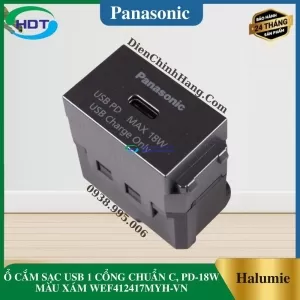 Ổ CẮM SẠC USB 1 CỔNG CHUẨN C PD 18W MÀU XÁM WEF412417MYH-VN