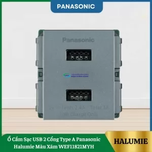 Ổ Cắm Sạc USB 2 Cổng Type A Panasonic Halumie Màu Xám WEF11821MYH
