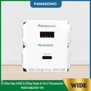 Ổ Cắm Sạc USB 2 Cổng Type A Và C Panasonic WEF14821W-VN