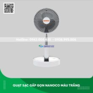 Quạt sạc gấp gọn Nanoco NFF1617W màu trắng
