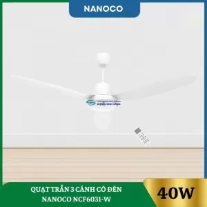 Quạt Trần 3 Cánh Có Đèn Nanoco NCF6031-W