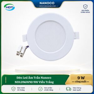 Đèn LED âm trần Nanoco NDL096W90 9W viền trắng