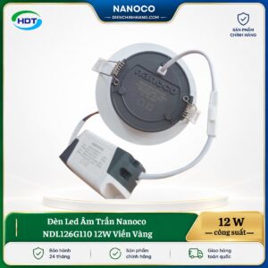 Đèn LED âm trần Nanoco NDL126G110 12W viền vàng