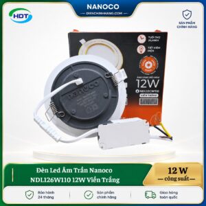 Đèn LED âm trần Nanoco NDL126W110 12W viền trắng