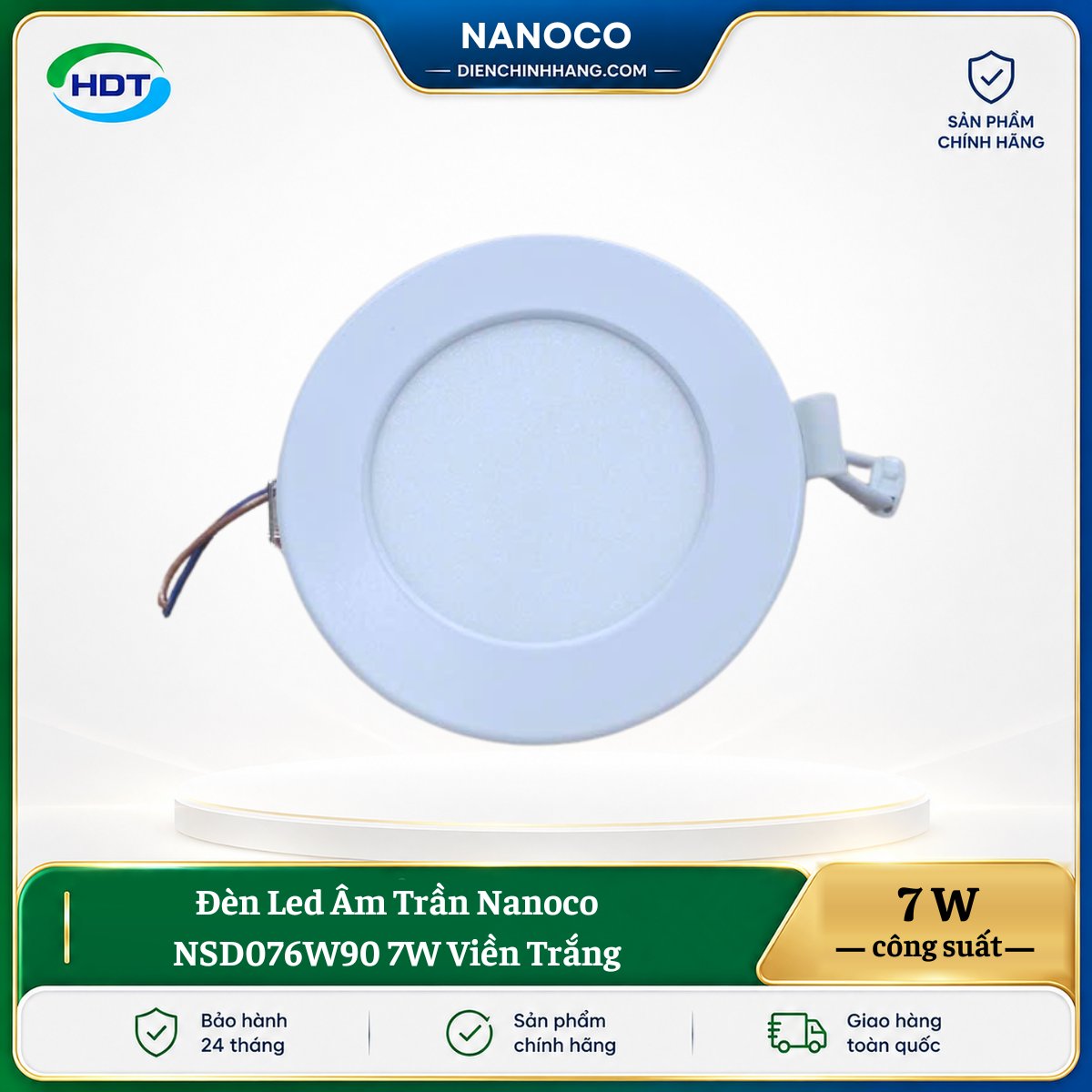 Đèn LED âm trần Nanoco NSD076W90 7W viền trắng - Ảnh 3