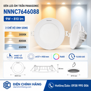 Đèn LED Âm Trần Panasonic 9W 3 Chế Độ NNNC7646088 Phi 110mm