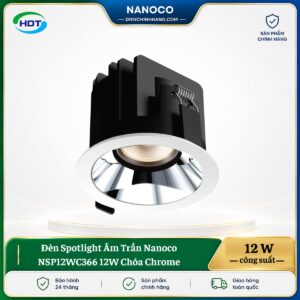 Đèn Spotlight Âm Trần Nanoco NSP12WC366 12W Chóa Chrome